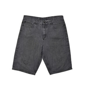 Sean John Men's Gray Black Denim Relaxed Fit Shorts Regular Size 40 Cotton